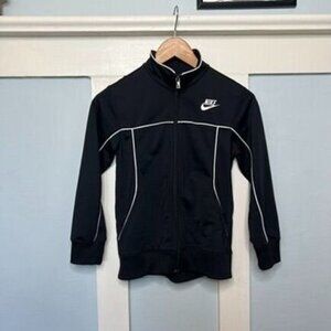 Nike Black & White Youth Track Jacket Front Zip Closure